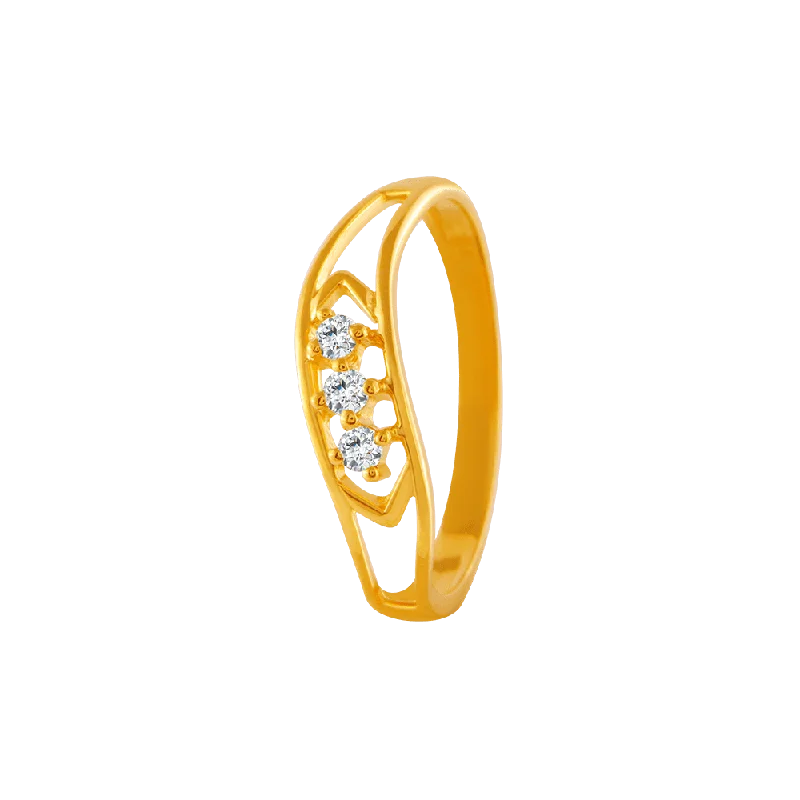 women’s chunky rings-22KT Yellow Gold And American Diamond Ring For Women