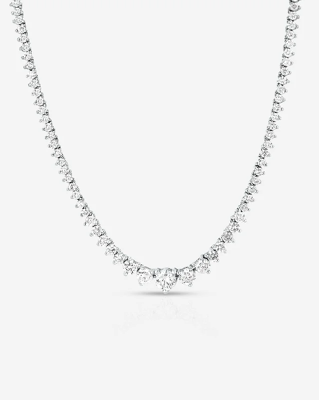 women’s silver necklaces-women’s silver necklaces-Graduated Diamond Tennis Necklace