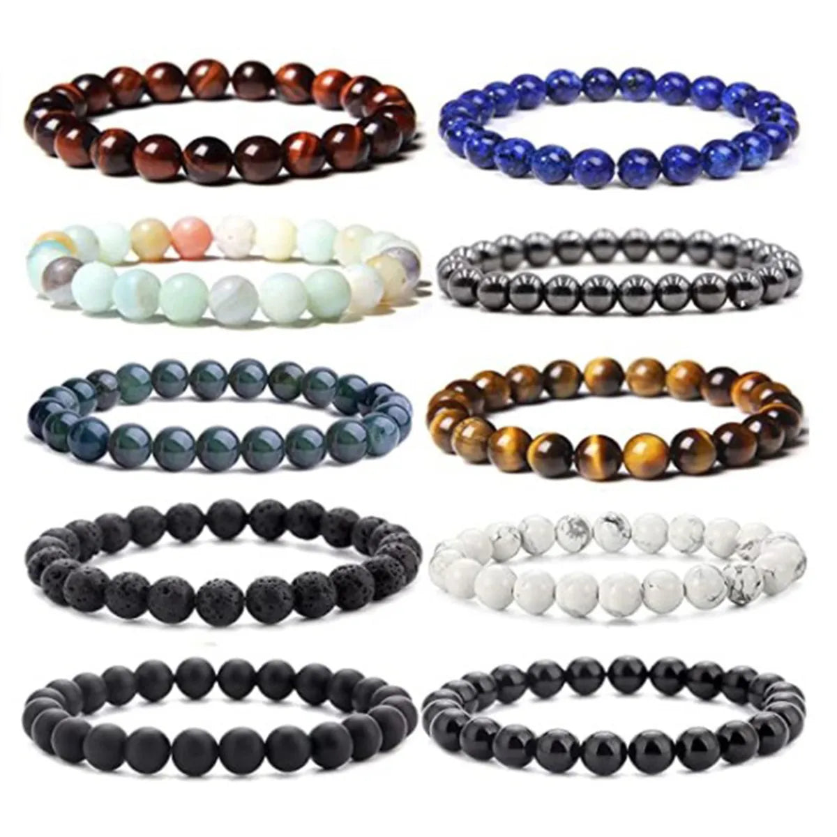 women’s simple bangles-Retro Geometric Natural Stone Agate Bracelets