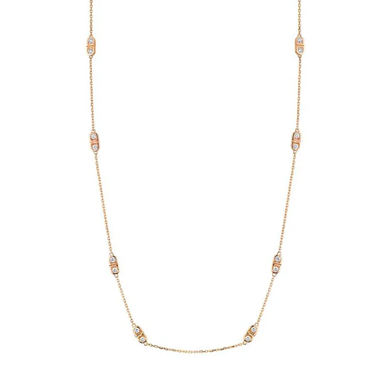 women’s double-strand necklaces-women’s double-strand necklaces-18K Rose Gold Diamond Scallop Silhouette Necklace