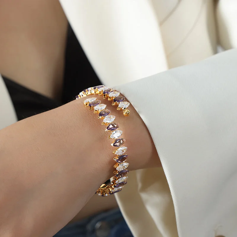 Z233-Purple Zircon Gold Bracelet