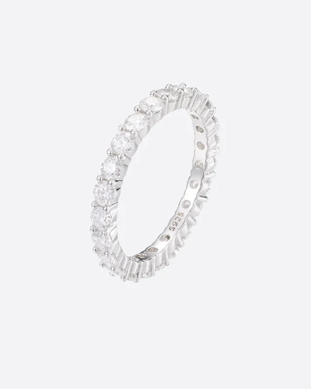 women’s chunky rings-women’s chunky rings-MOISSANITE ETERNITY RING. - 3MM 925 SILVER