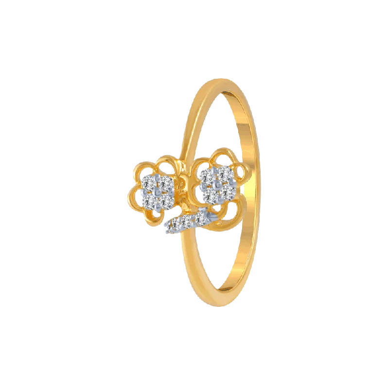 women’s engraving rings-18KT (750) Yellow Gold And Diamond Ring For Women