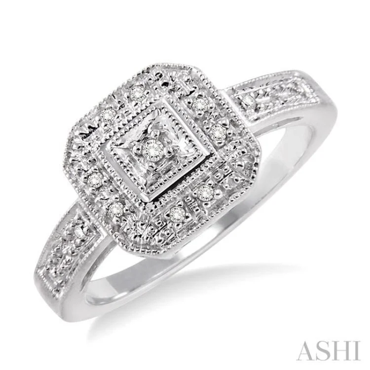 women’s stackable engagement rings-1/20 Ctw Single Cut Diamond Ring in 10K White Gold