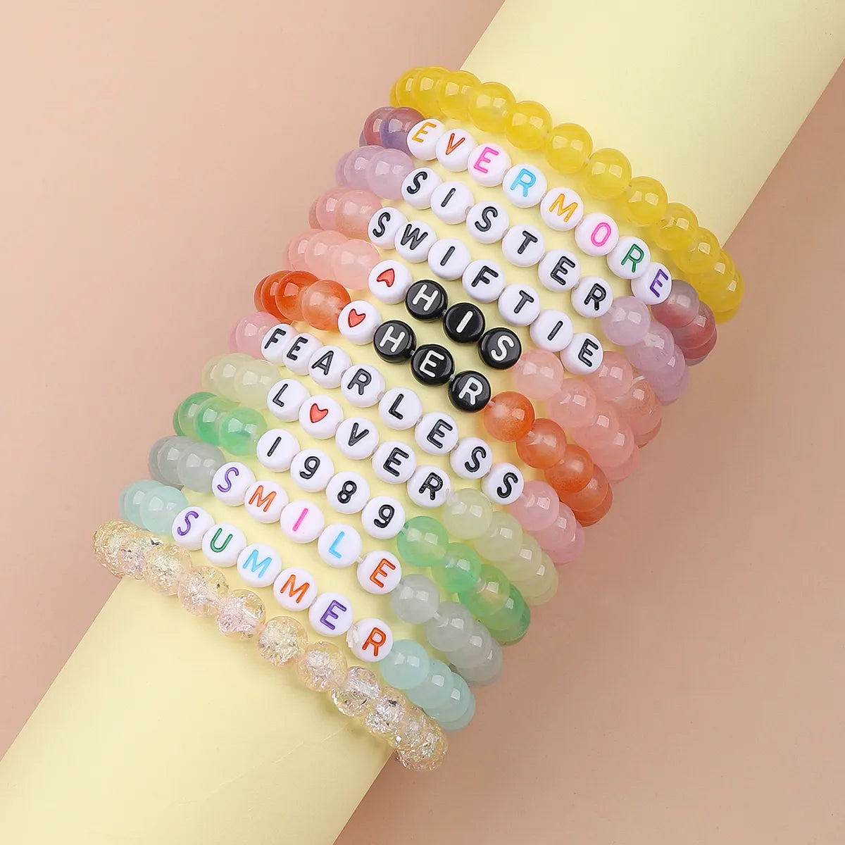 women’s wedding bracelets-Vintage Style Letter Plastic Glass Women's Bracelets