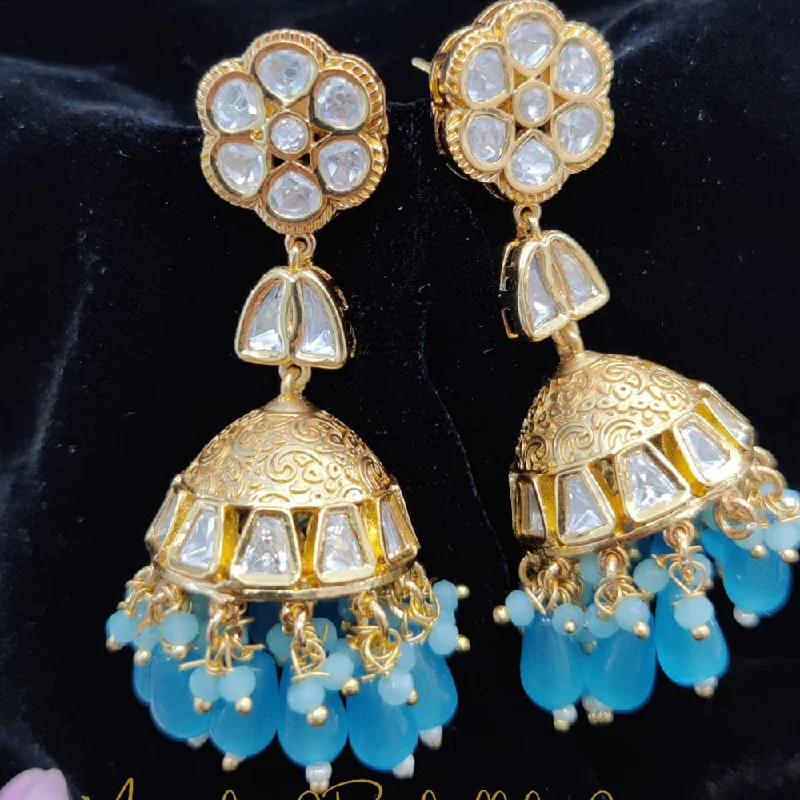 women’s birthstone stud earrings-Jewel Addiction Gold Plated Kundan Jhumki Earrings