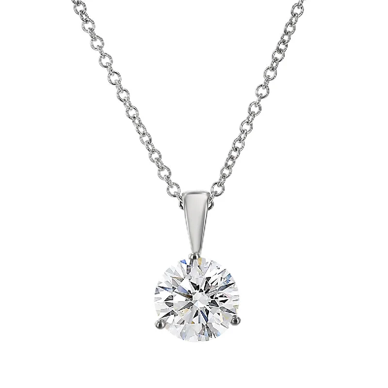 women’s adjustable necklaces-women’s adjustable necklaces-18K White Gold Diamond Solitaire Pendant Necklace