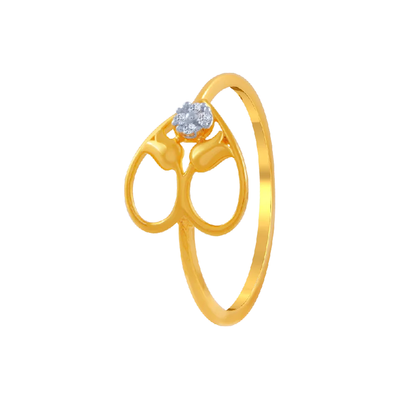 women’s diamond rings-14KT (585) Yellow Gold And American Diamond Ring For Women