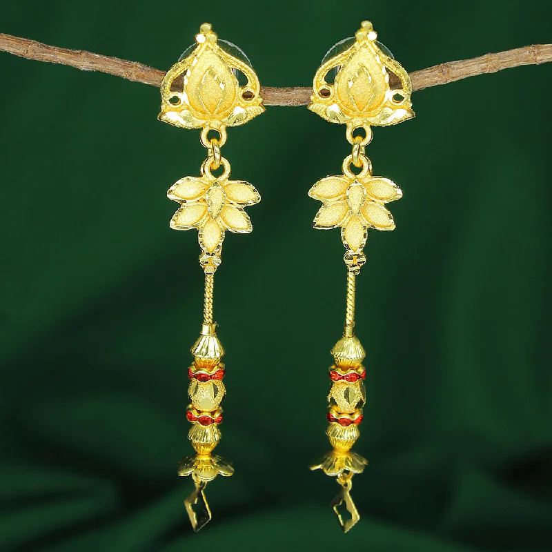 women’s blue gemstone earrings-Mahavir Dye Gold Plated Dangler Earrings