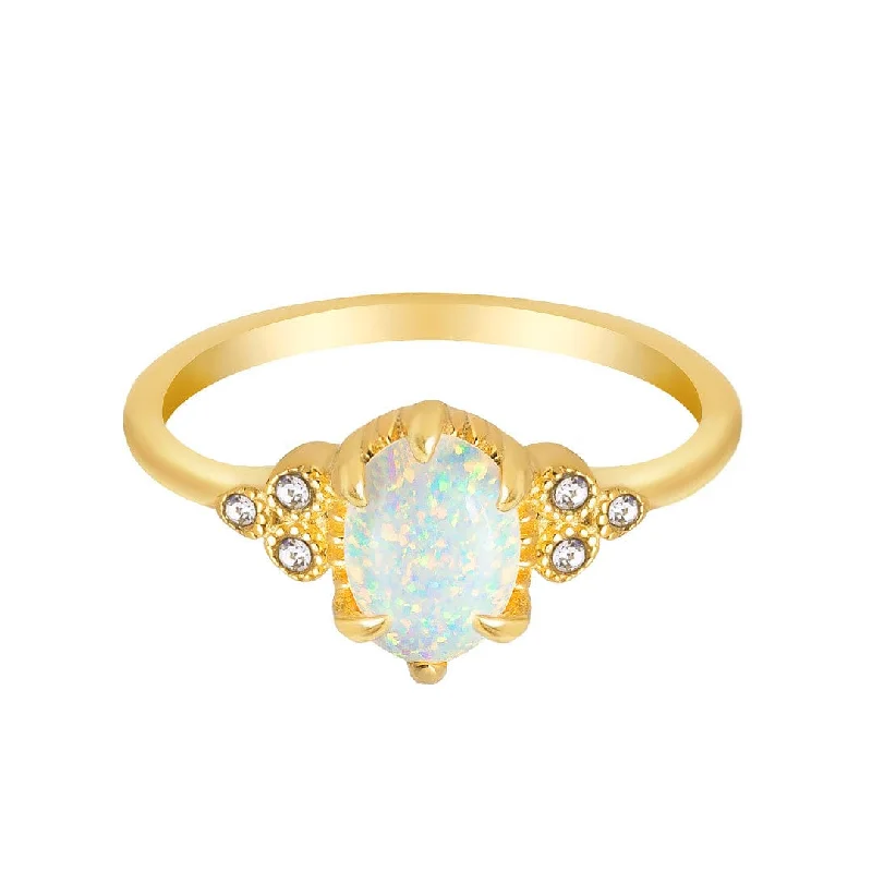 women’s gold-plated rings-women’s gold-plated rings-Winter Opal Ring