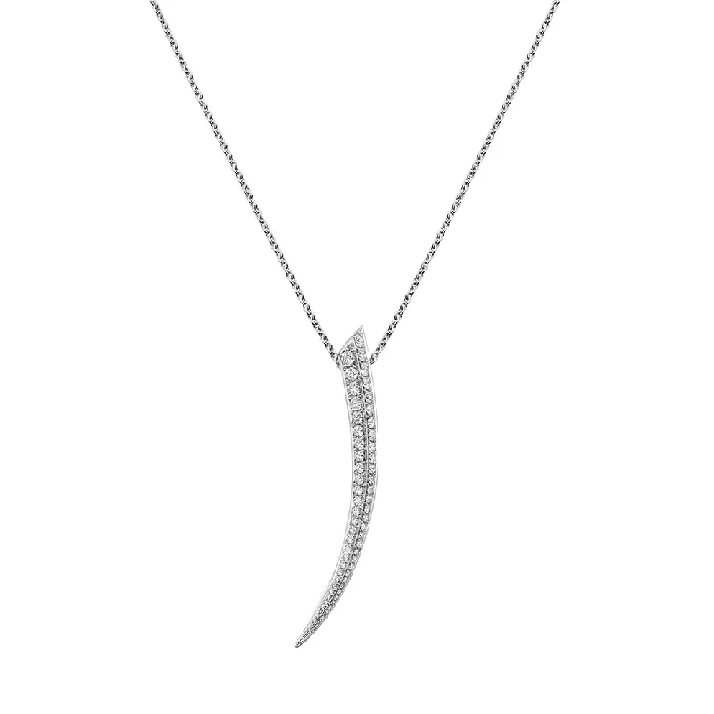 women’s pendant chain necklaces-women’s pendant chain necklaces-Sabre Fine Medium Necklace - 18ct White Gold & Diamond