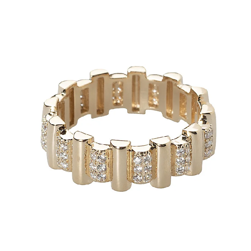 women’s rose gold rings-women’s rose gold rings-Offset Gold + Diamond Bar Ring