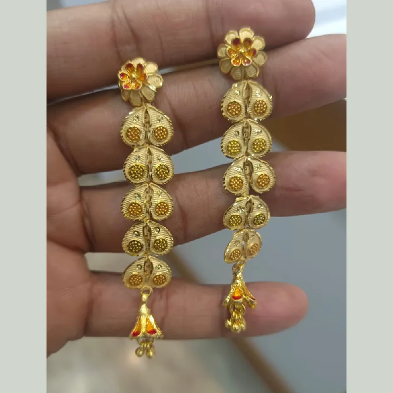 women’s colorful earrings-Pari Art Jewellery Forming Gold Dangler Earrings