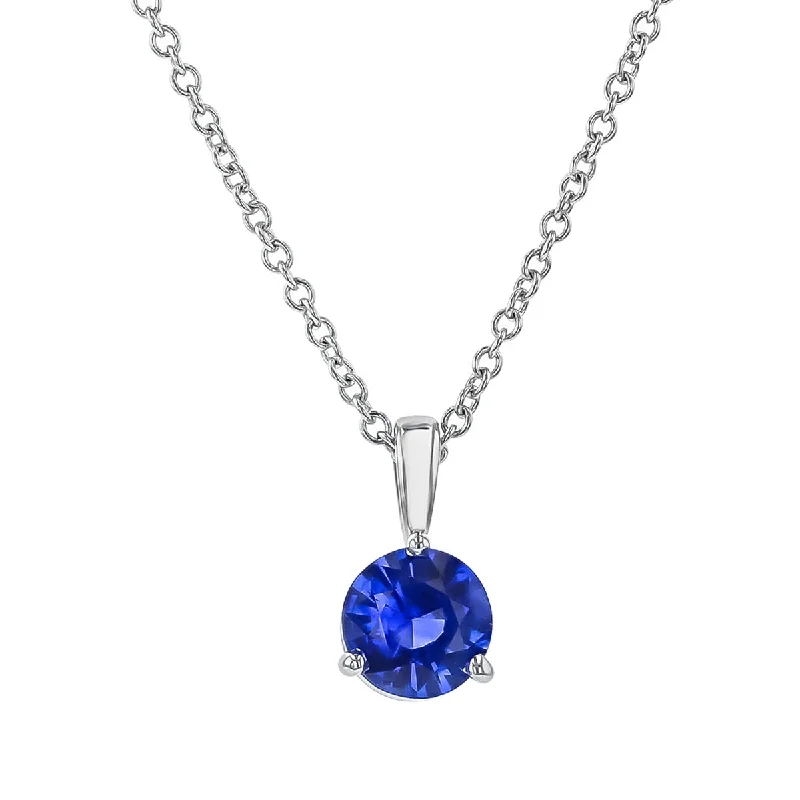 women’s gold-plated necklaces-women’s gold-plated necklaces-18K White Gold Sri Lanka Sapphire Pendant Necklace