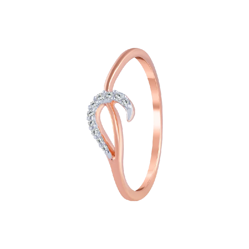 women’s fashion statement rings-18KT (750) Rose Gold And Diamond Ring For Women