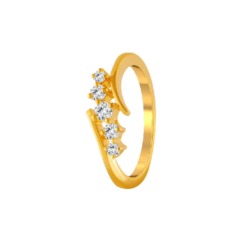 women’s black diamond rings-22KT Yellow Gold And American Diamond Ring For Women