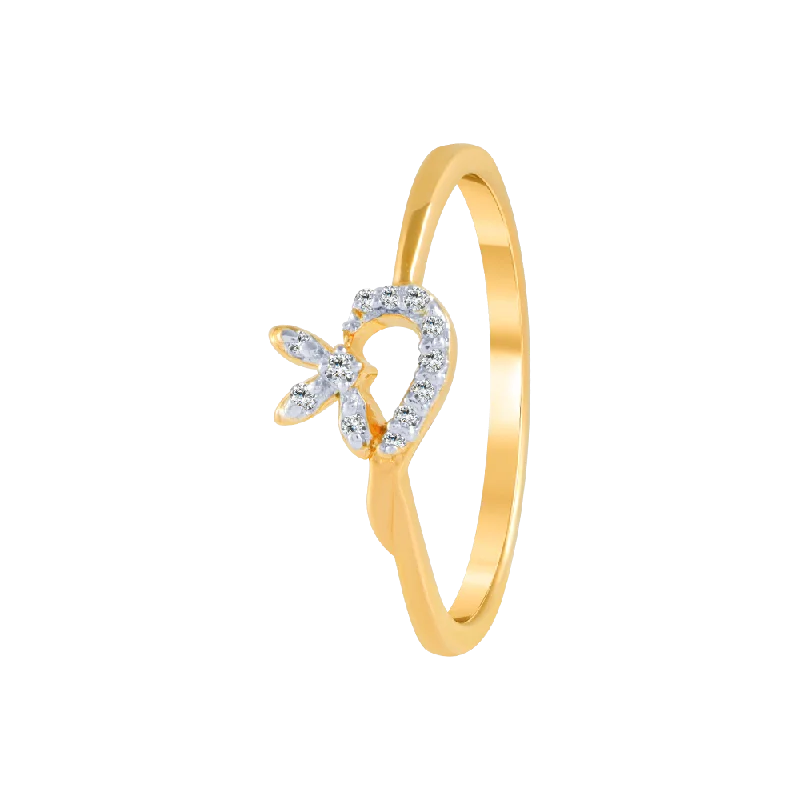 women’s plain rings-18KT (750) Yellow Gold And Diamond Ring For Women