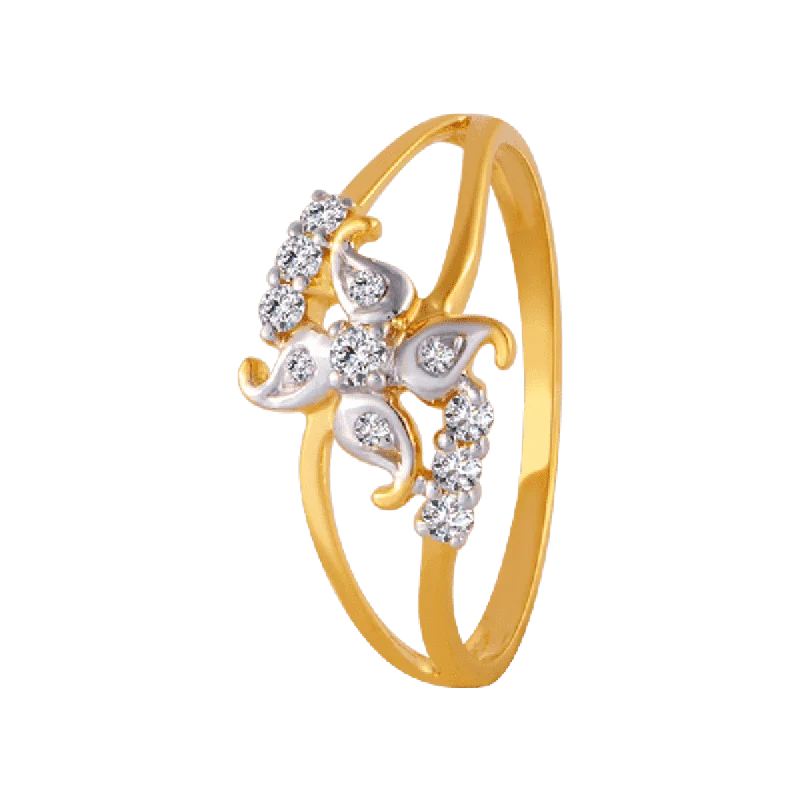 women’s unique gemstone rings-18KT (750) Yellow Gold And Diamond Ring For Women