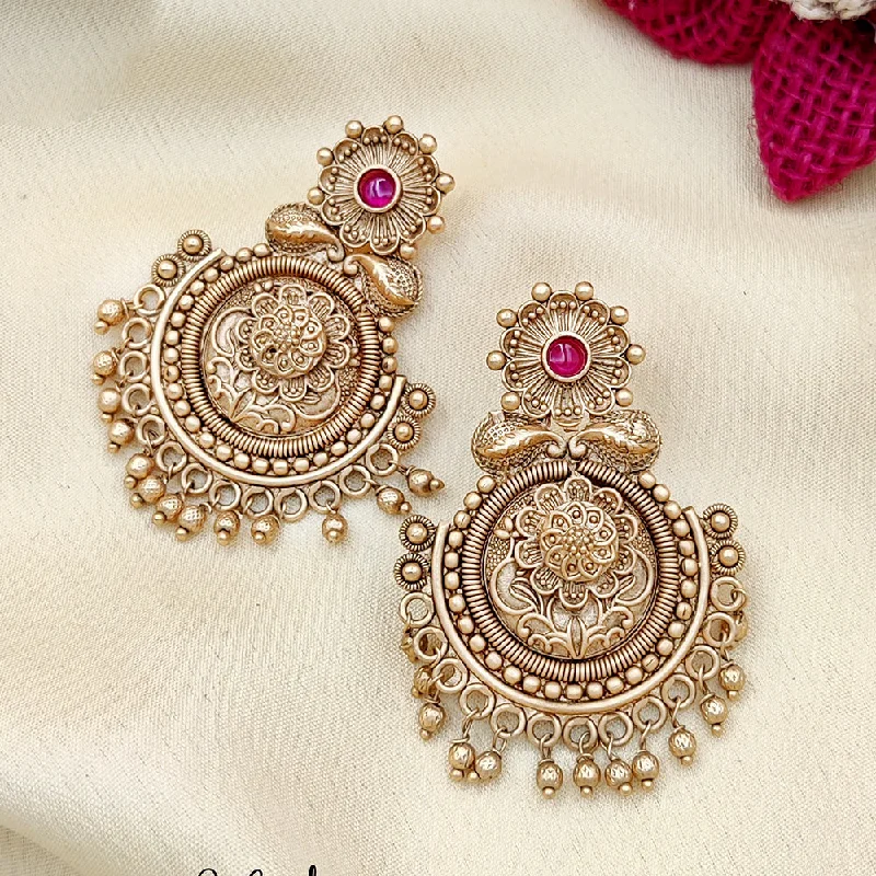 women’s diamond earrings-Jewel Addiction Copper Gold Pota Stone Dangler Earrings