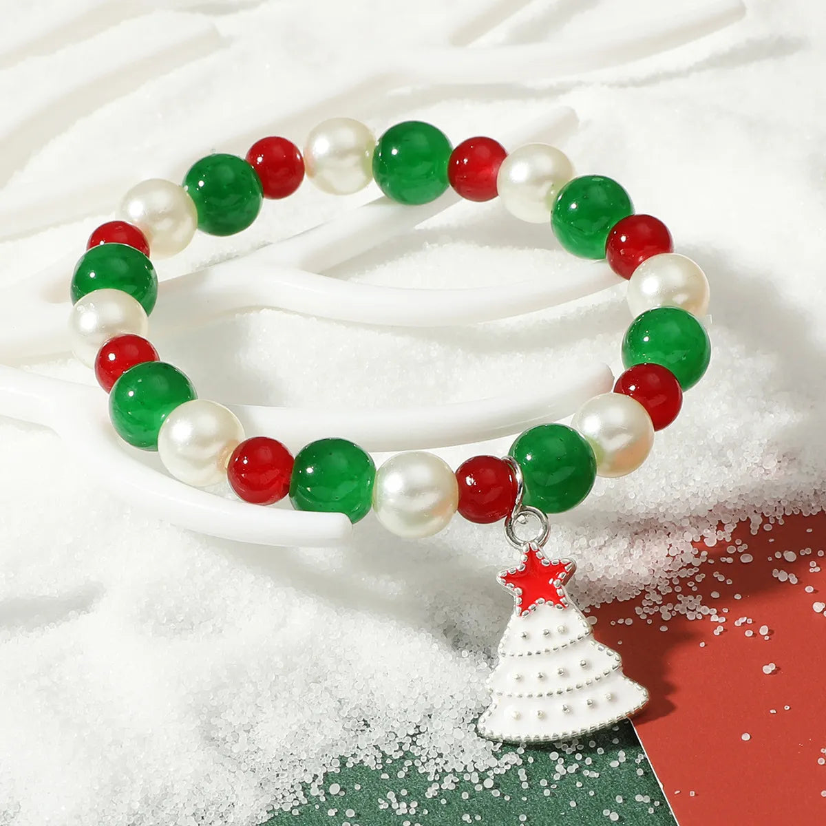 women’s engraved bangles set-Cute Christmas Hat Elk Beaded Alloy Plating Women's Bracelets