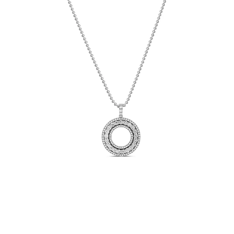 women’s gemstone necklaces-women’s gemstone necklaces-18K White Siena Large Diamond Circle Necklace