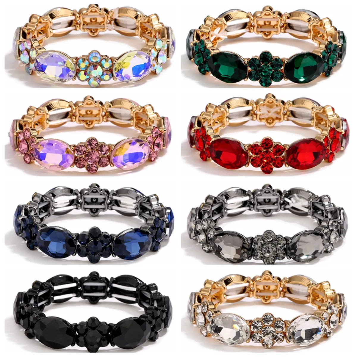 women’s simple cuff bracelets-Glam Geometric Gold Plated Rhinestones Alloy Wholesale Bangle