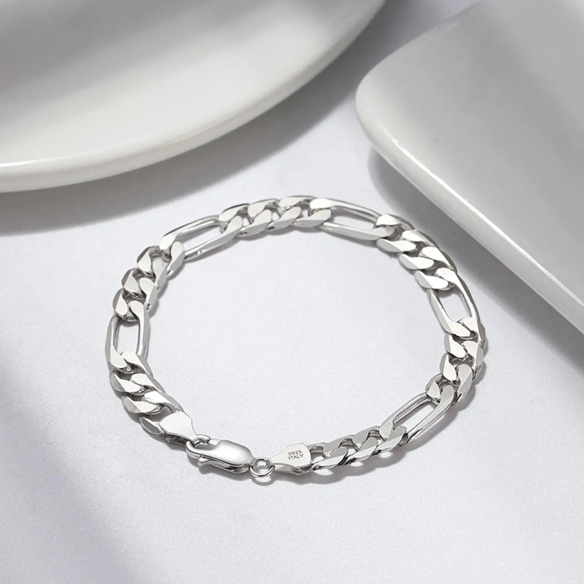 women’s chunky bangles-Simple Style Solid Color Sterling Silver Polishing Plating Chain Chain White Gold Plated Rhodium Plated Silver Plated Bracelets