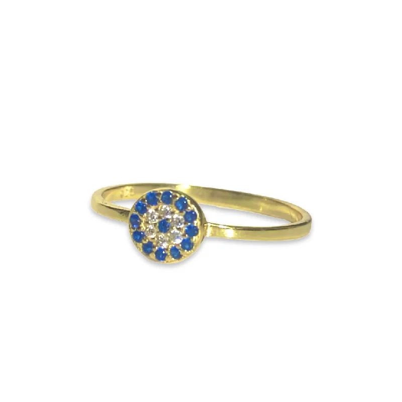 women’s statement silver rings-women’s statement silver rings-Evil Eye Small Disc Ring