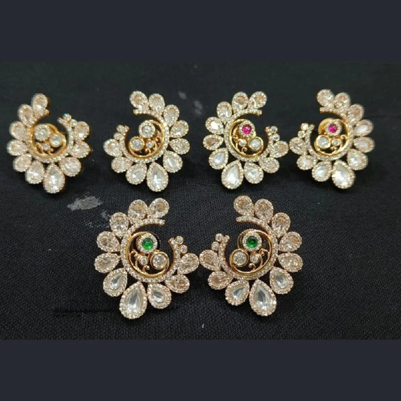 women’s unique earrings-JewelTreeTz Gold Plated Uncut Polki Kundan Stud Earrings( 1 Piece Only)