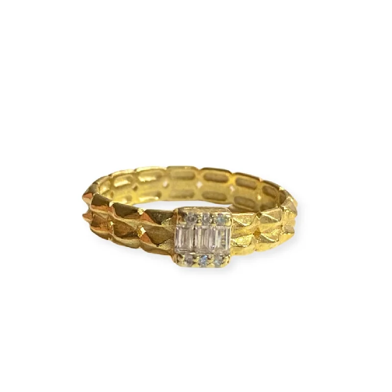 women’s gemstone rings-women’s gemstone rings-Noellery Textured Baguette Spiked Ring