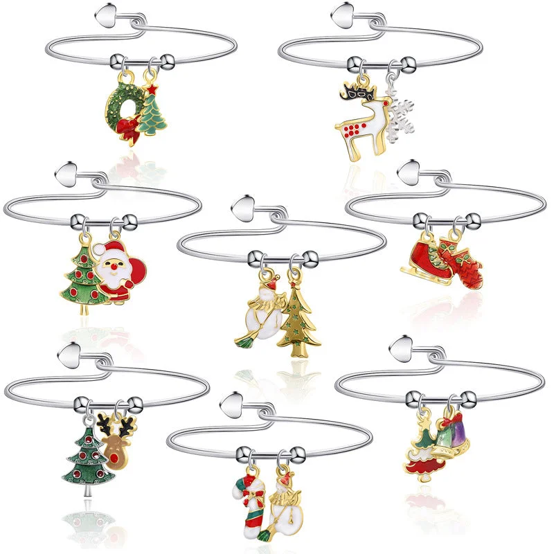 women’s stylish bracelets-European And American New Christmas Reindeer Santa Claus Christmas Tree Candy Pendant Bracelet Women's Christmas Series Bracelet