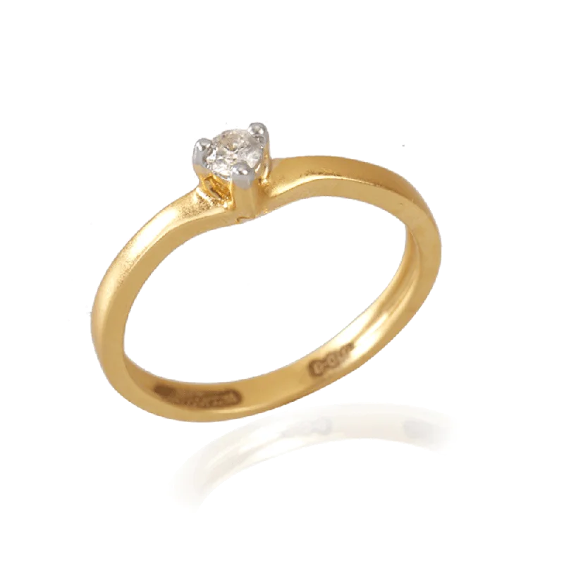 women’s statement rings-18KT (750) Yellow Gold And Diamond Ring For Women