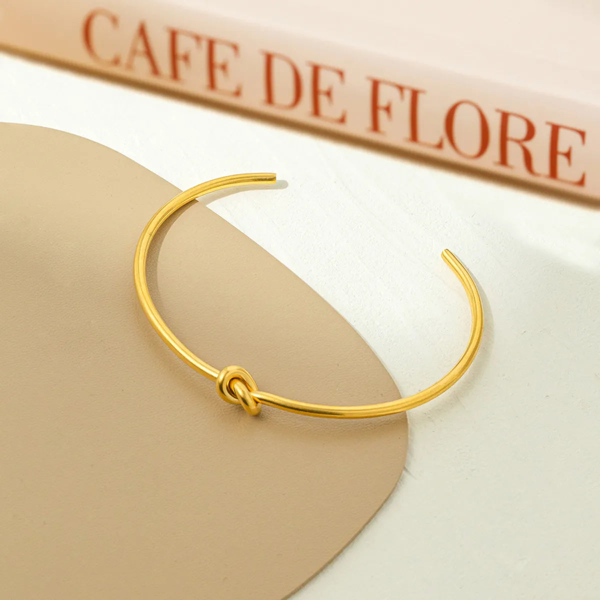 women’s friendship bracelets-Simple Style Knot Titanium Steel Plating 18k Gold Plated Bangle