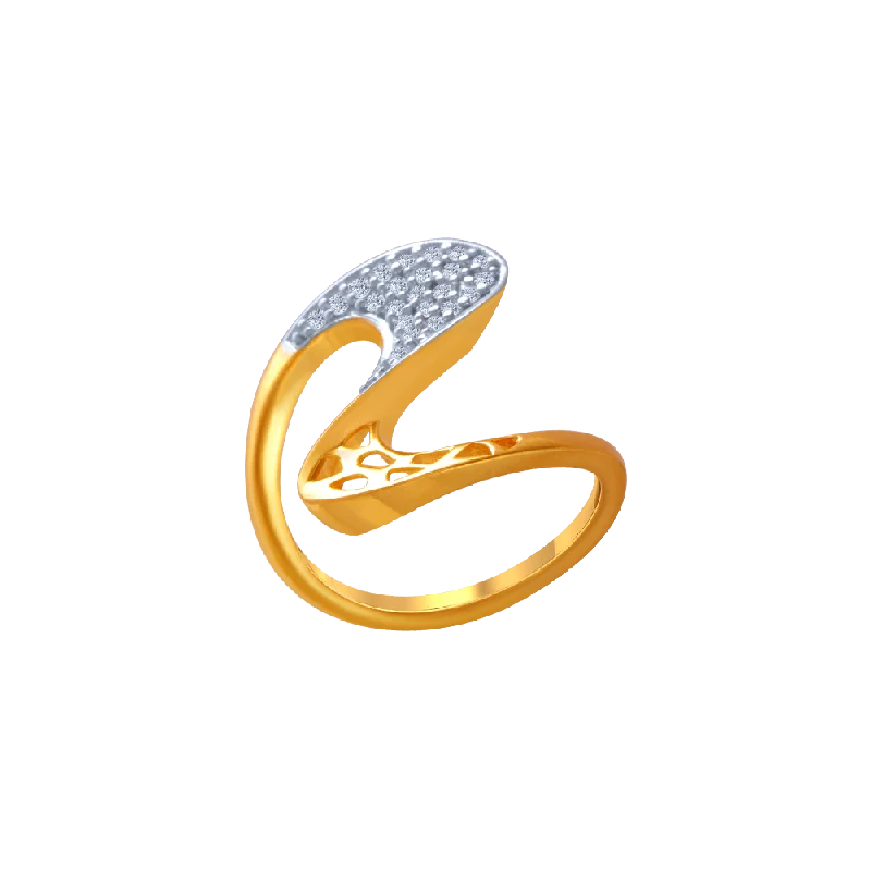 women’s sophisticated rings-14KT (585) Yellow Gold And American Diamond Ring For Women