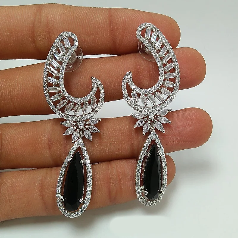 women’s birthstone earrings-Manisha Jewellery Silver Plated AD Stone Dangler Earrings