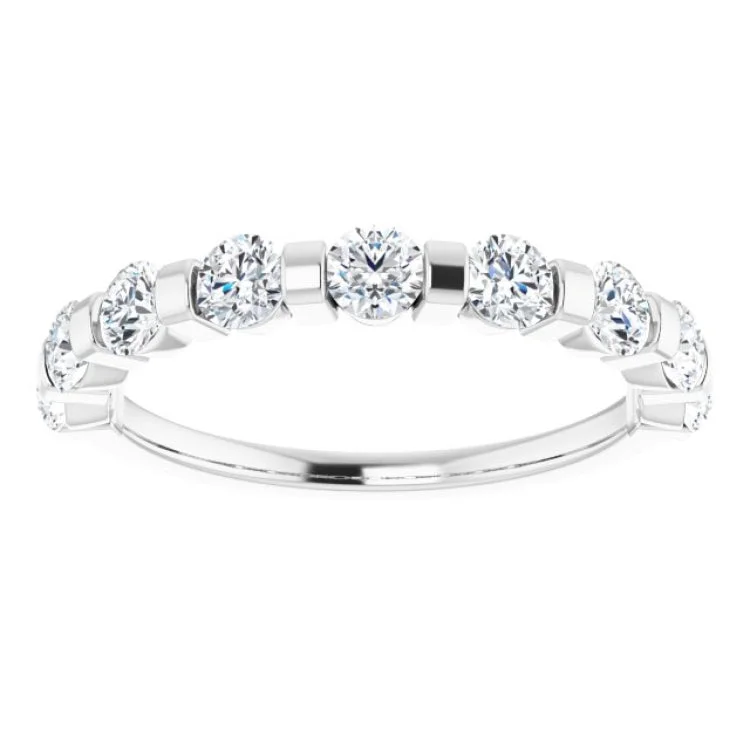 women’s halo rings-women’s halo rings-Platinum 9/10 CTW Natural Diamond Anniversary Band