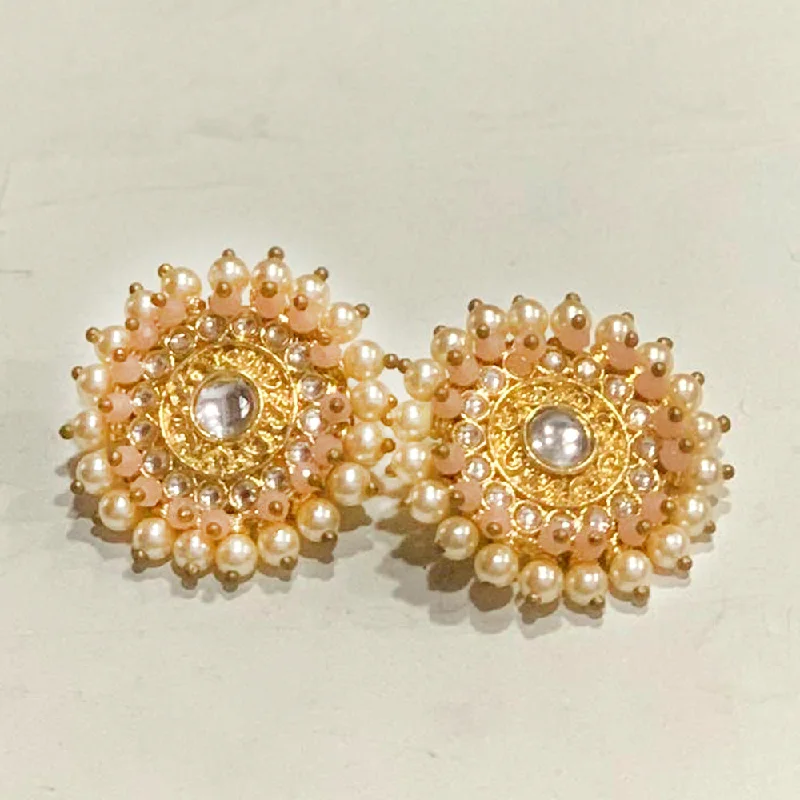 women’s twisted hoop earrings-Deep Enterprises Gold Plated Kundan Stud Earrings