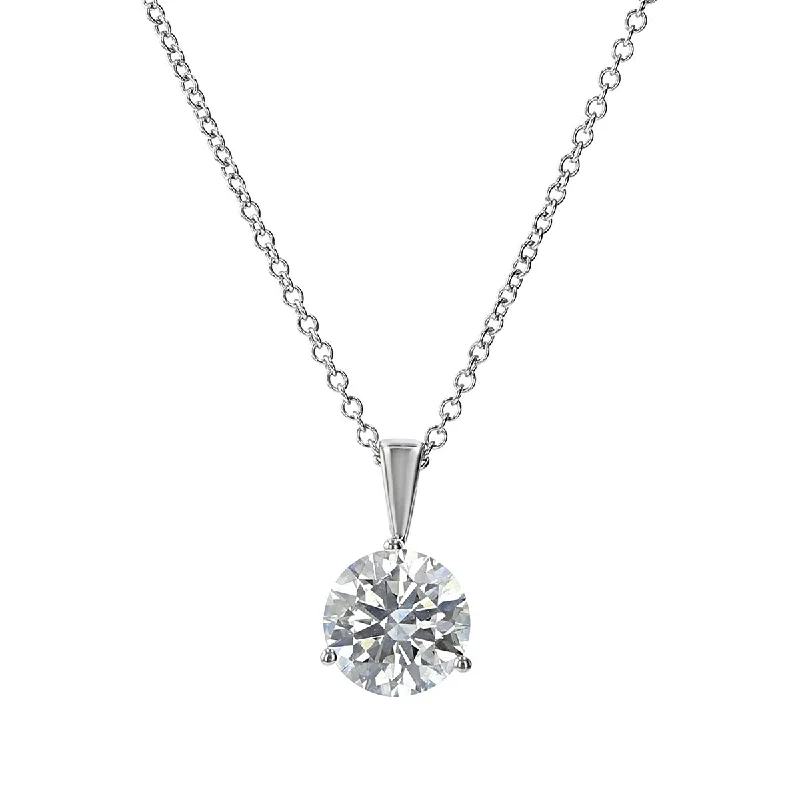 women’s gemstone necklaces-women’s gemstone necklaces-18K White Gold Diamond Solitaire Pendant Necklace