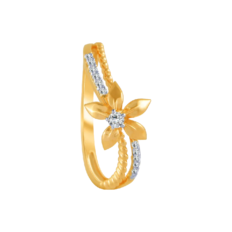 women’s silver rings-18KT (750) Yellow Gold And Diamond Ring For Women