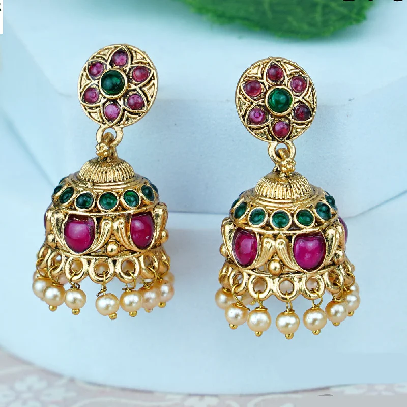 women’s vintage earrings-Diksha Collection Gold Plated Jhumki Earrings