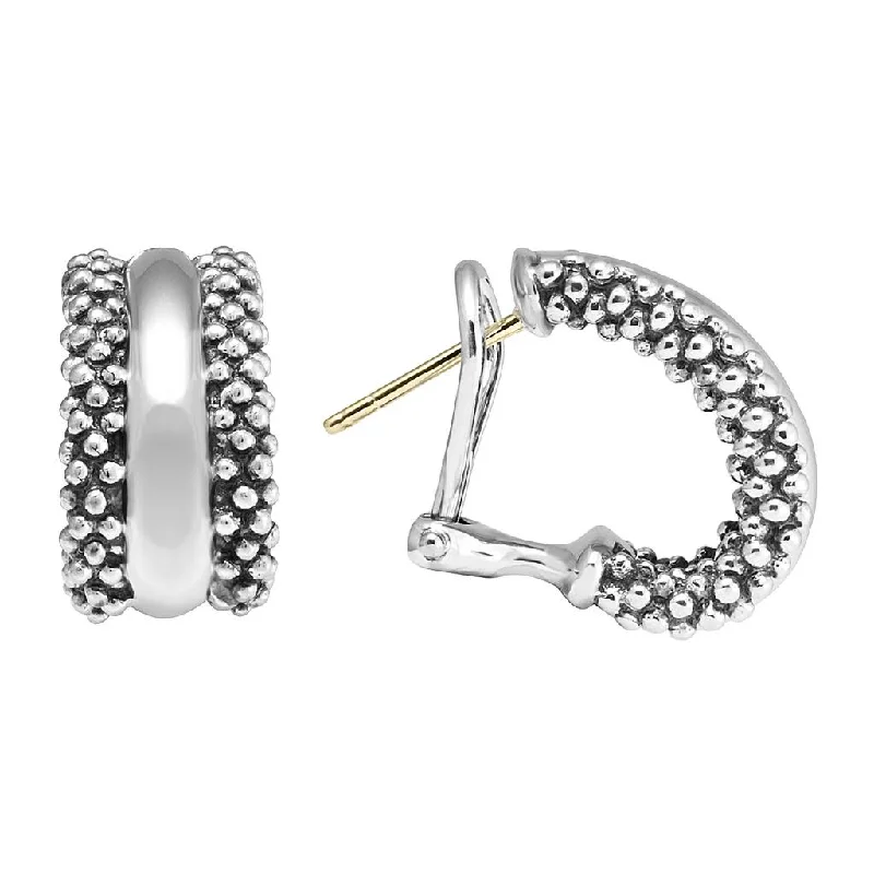 women’s creative earrings-Signature Caviar Hoop Earrings in Sterling Silver