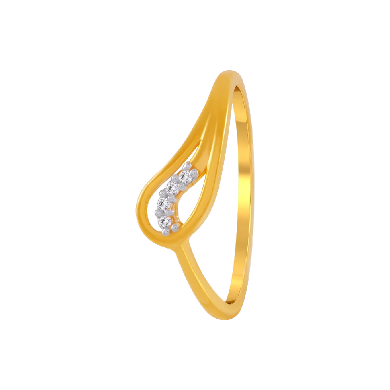 women’s sparkling rings-14KT (585) Yellow Gold And American Diamond Ring For Women