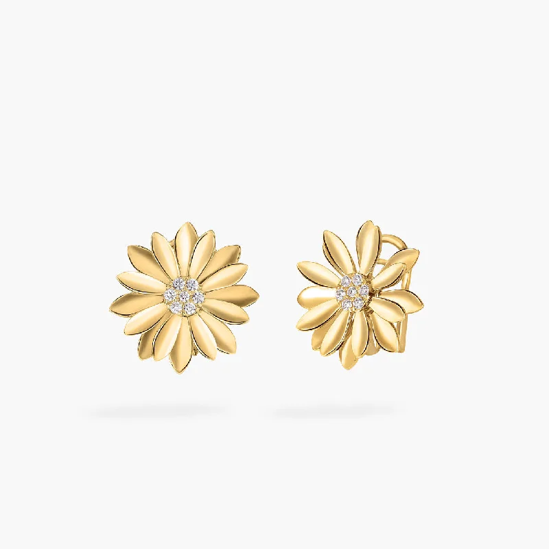 women’s halo earrings-Margherita Diamond Stud Earrings in 18K Yellow Gold