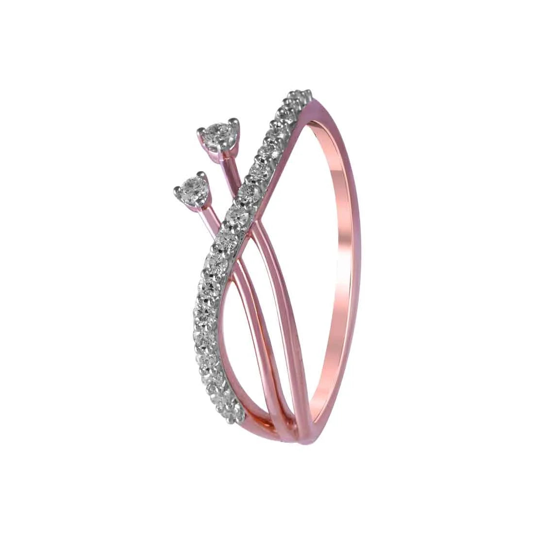 women’s ruby rings-14K Rose Gold Vine-like Diamond Ring