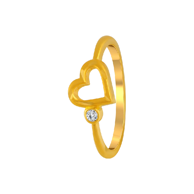 women’s platinum rings-22KT Yellow Gold And American Diamond Ring For Women