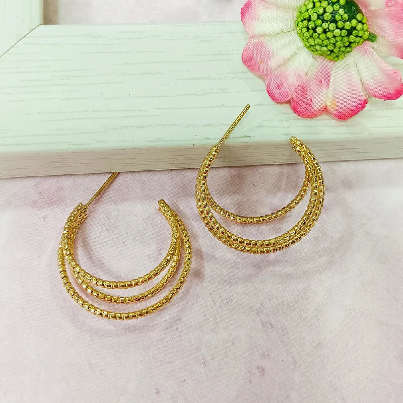 women’s vintage gemstone earrings-Infinity Jewels Gold Plated Hypoallergenic Nickel Free Hoop Earrings