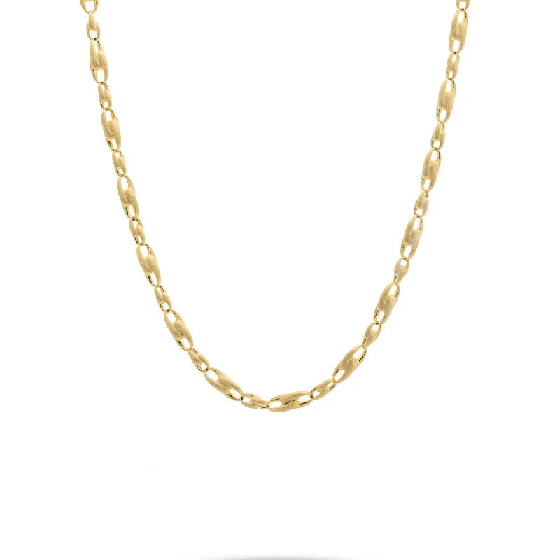 women’s custom-designed necklaces-women’s custom-designed necklaces-18K Yellow Gold Alternating Link Chain Necklace