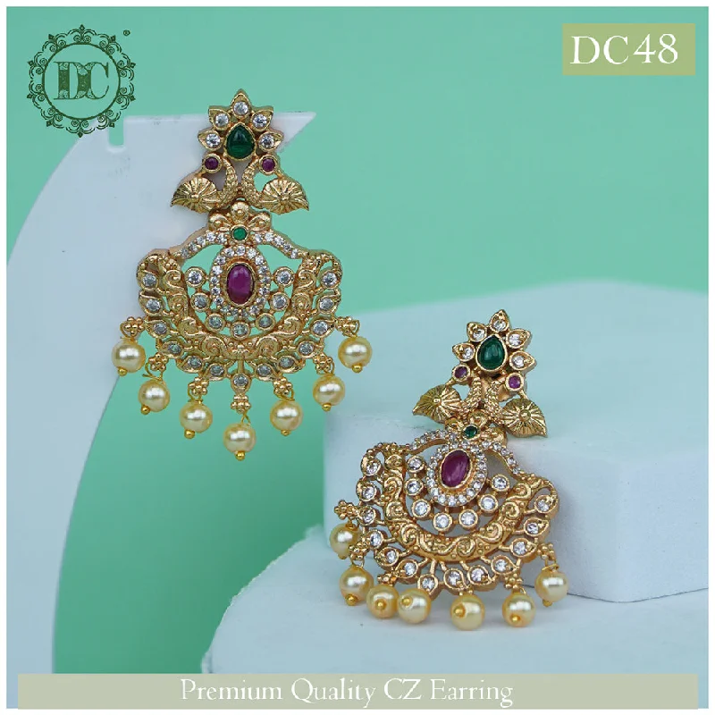 women’s moon-shaped earrings-Diksha Collection Gold Plated Dangler Earrings