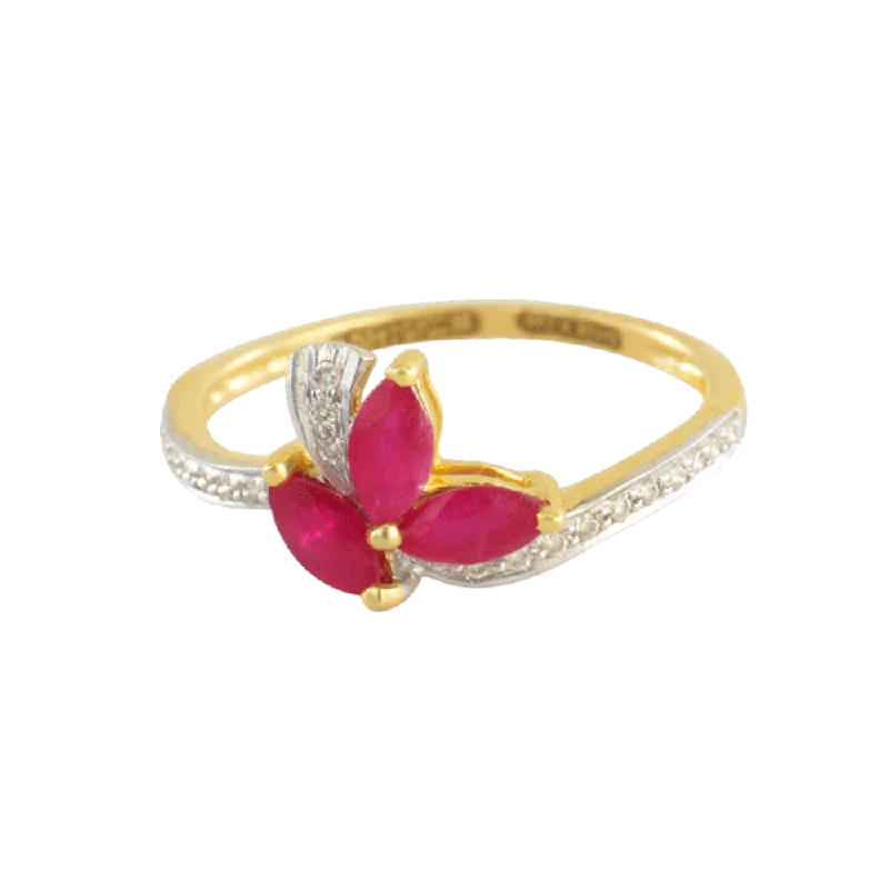 women’s luxury gemstone rings-18KT (750) Yellow Gold And Diamond Ring For Women