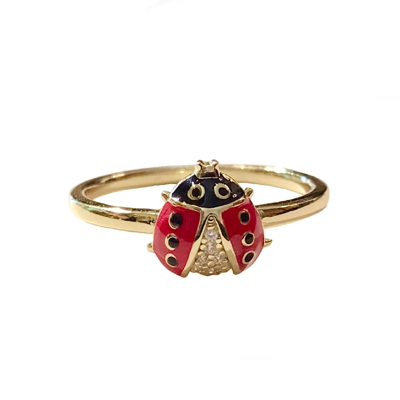 women’s simple rings-women’s simple rings-Ladybug Ring